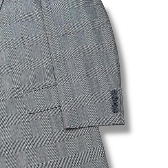 Samuelsohn Harry Rosen Plaid 100% Wool Suit 2-Piece 43R-37” Gray Classic Fit VTG - Picture 3 of 15